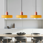 Bauhaus 3-Light Pendant Lamp — Coloured Glass Shades, G9 Bulbs, Warm White Illumination