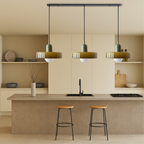 Bauhaus 3-Light Pendant Lamp — Coloured Glass Shades, G9 Bulbs, Warm White Illumination