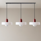 Bauhaus 3-Light Pendant Lamp — Coloured Glass Shades, G9 Bulbs, Warm White Illumination