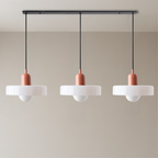 Bauhaus 3-Light Pendant Lamp — Coloured Glass Shades, G9 Bulbs, Warm White Illumination