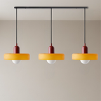 Bauhaus 3-Light Pendant Lamp — Coloured Glass Shades, G9 Bulbs, Warm White Illumination