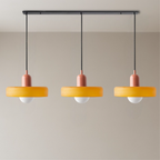 Bauhaus 3-Light Pendant Lamp — Coloured Glass Shades, G9 Bulbs, Warm White Illumination