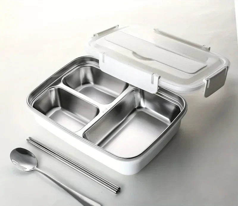BentoBox Leakproof Stainless Steel Lunch Box — Three Compartments