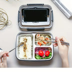 BentoBox Leakproof Stainless Steel Lunch Box — Three Compartments