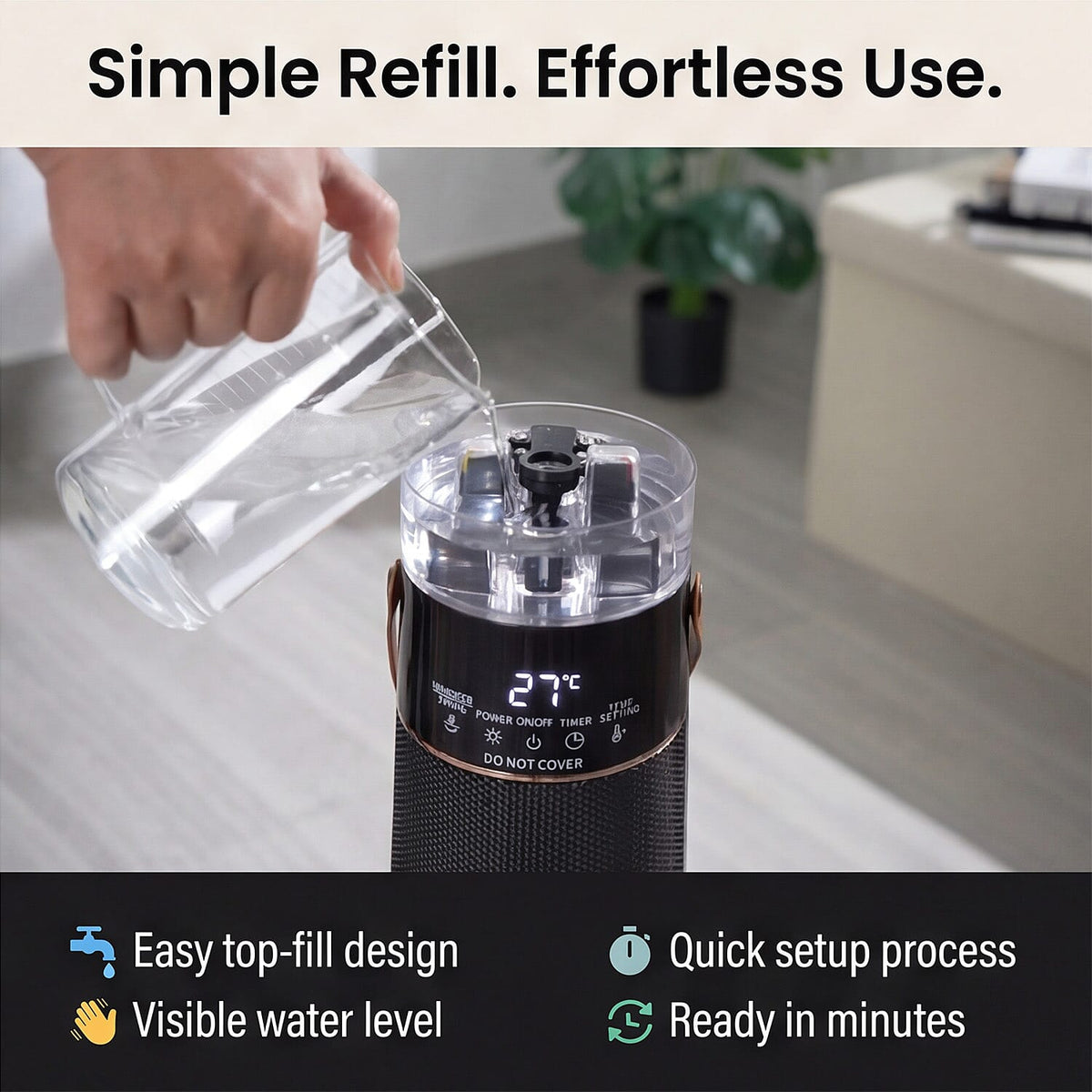 Bliss - Beyond PTC 4 in 1 - Heater and Humidifier 1100-2000 Watts - Black