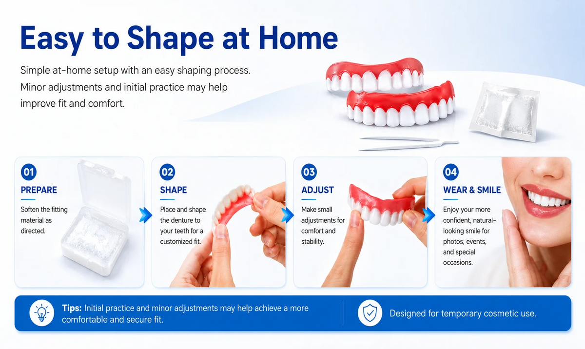 Boil-and-Bite Medical-Grade Denture Set (Upper & Lower)
