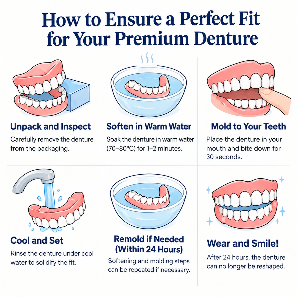 Boil-and-Bite Medical-Grade Denture Set (Upper & Lower)