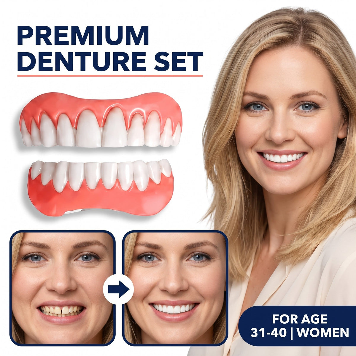 Boil-and-Bite Medical-Grade Denture Set (Upper & Lower)