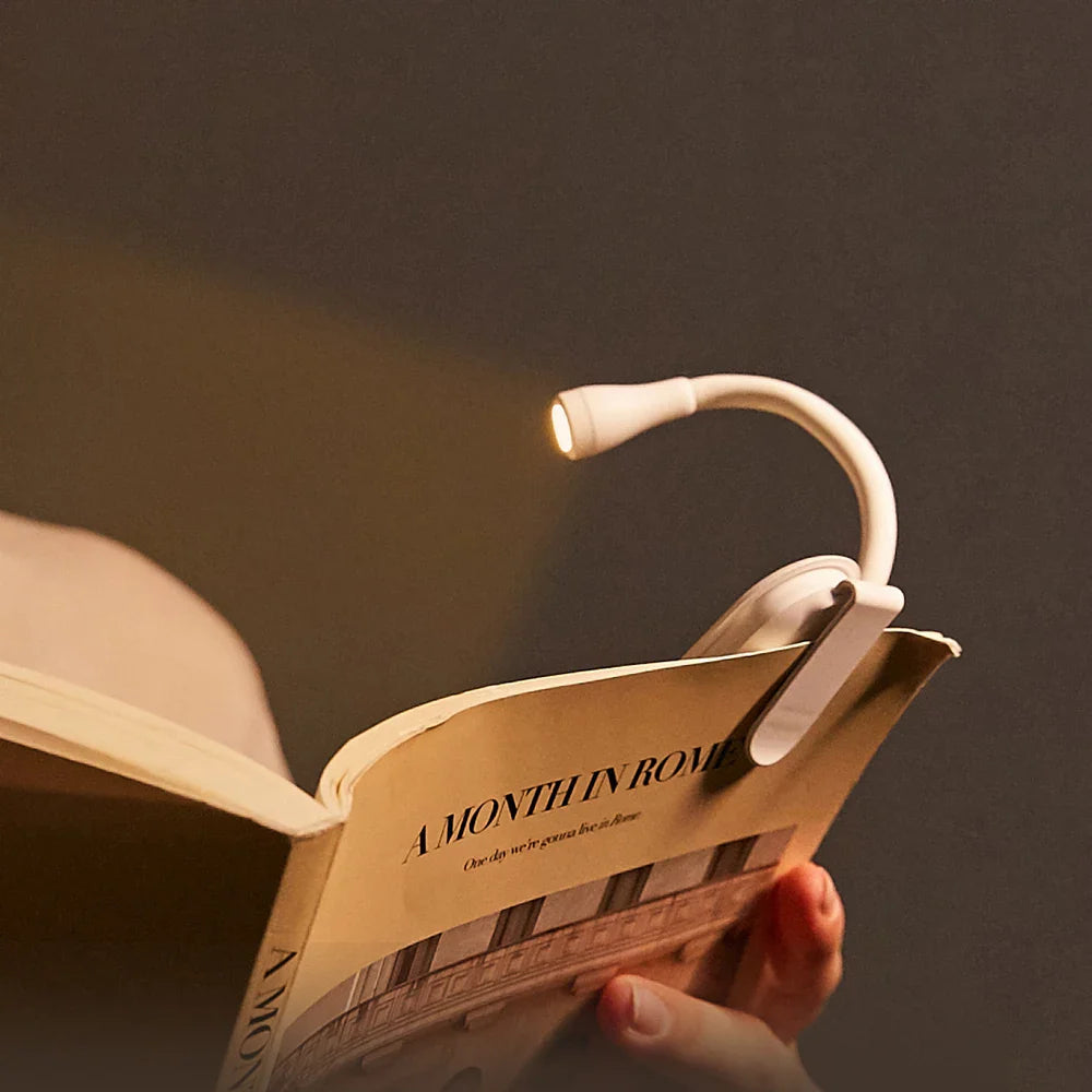 Book Light | Flexible Arm & Spring-Loaded Clip | USB Rechargeable