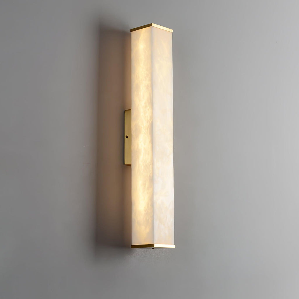 Brass LED Wall Sconce with Alabaster Shade for Modern Interiors