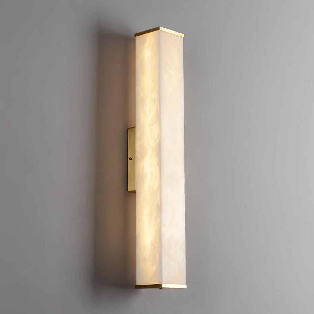Brass LED Wall Sconce with Alabaster Shade for Modern Interiors