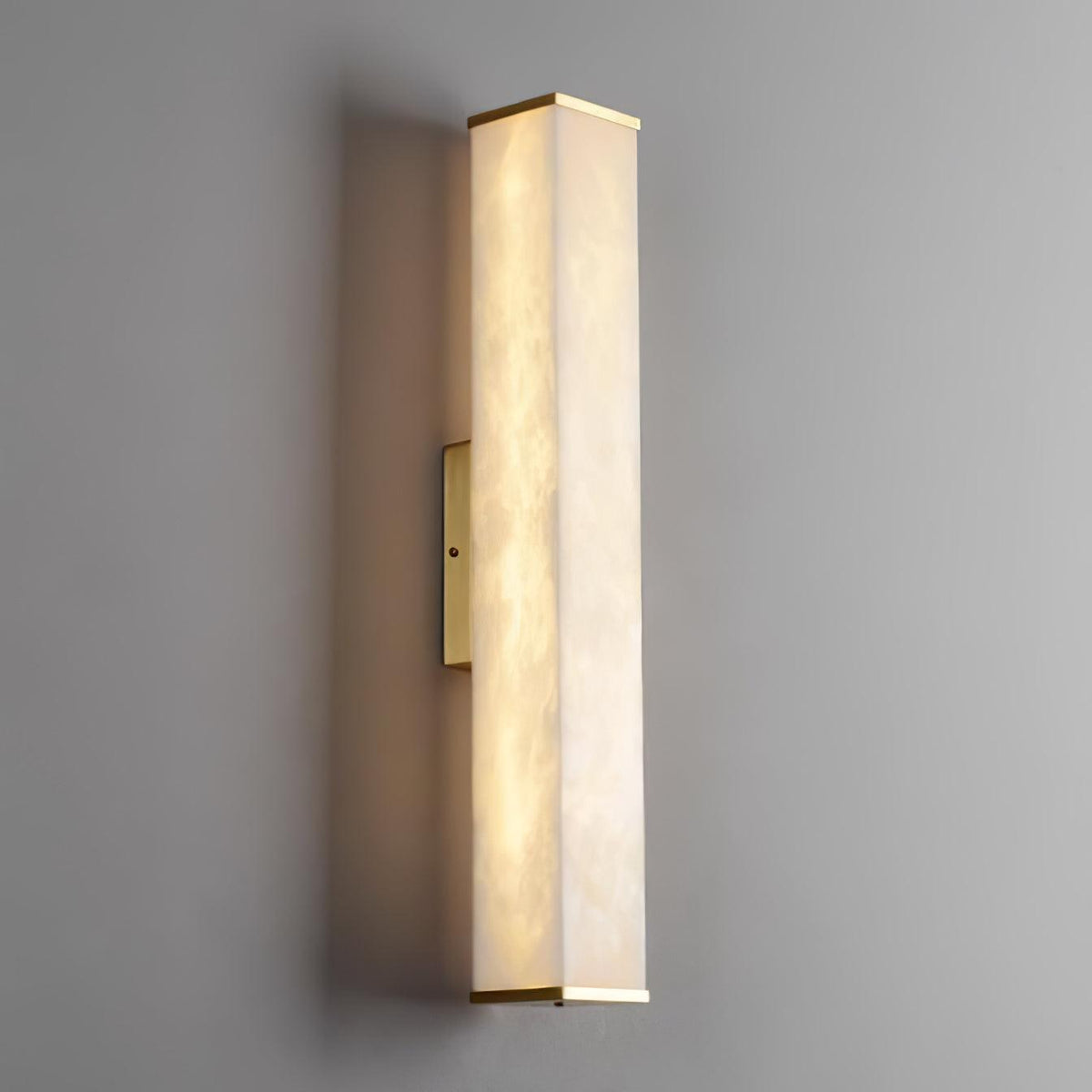 Brass LED Wall Sconce with Alabaster Shade for Modern Interiors