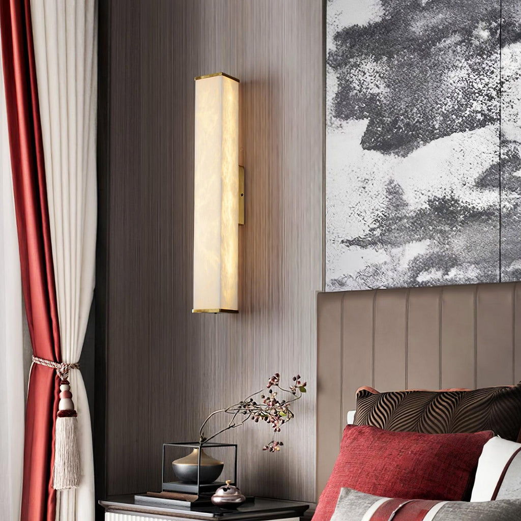 Brass LED Wall Sconce with Alabaster Shade for Modern Interiors