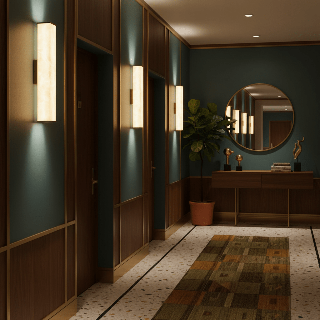 Brass LED Wall Sconce with Alabaster Shade for Modern Interiors