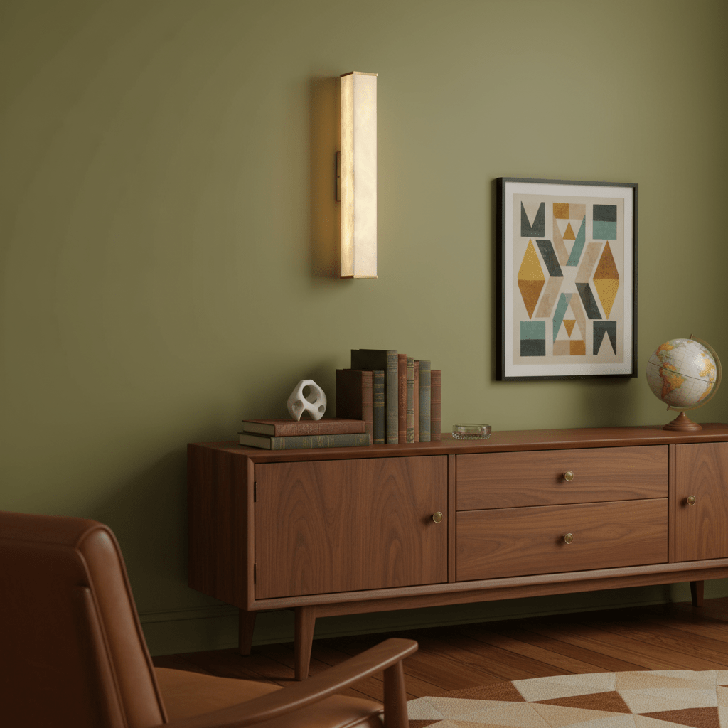 Brass LED Wall Sconce with Alabaster Shade for Modern Interiors