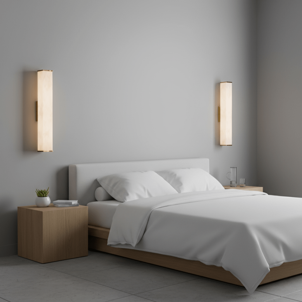Brass LED Wall Sconce with Alabaster Shade for Modern Interiors