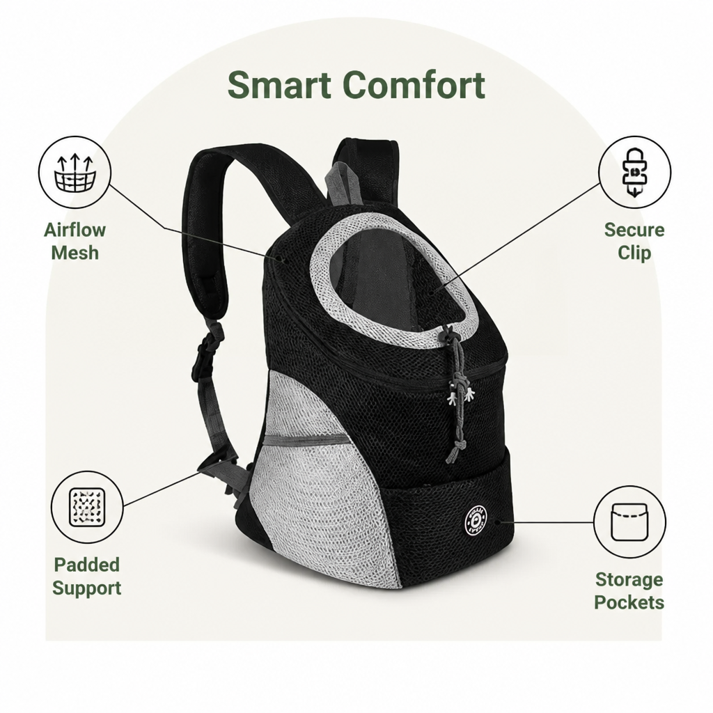 Breathable Mesh & Ergonomic Padded Dog Carrier Backpack (Removable Base)