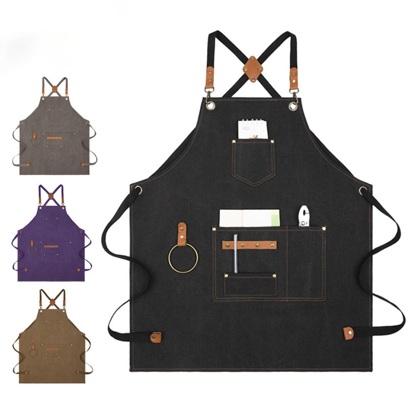 Canvas Sleeveless Apron, Waterproof and Oil-Proof Cotton Canvas
