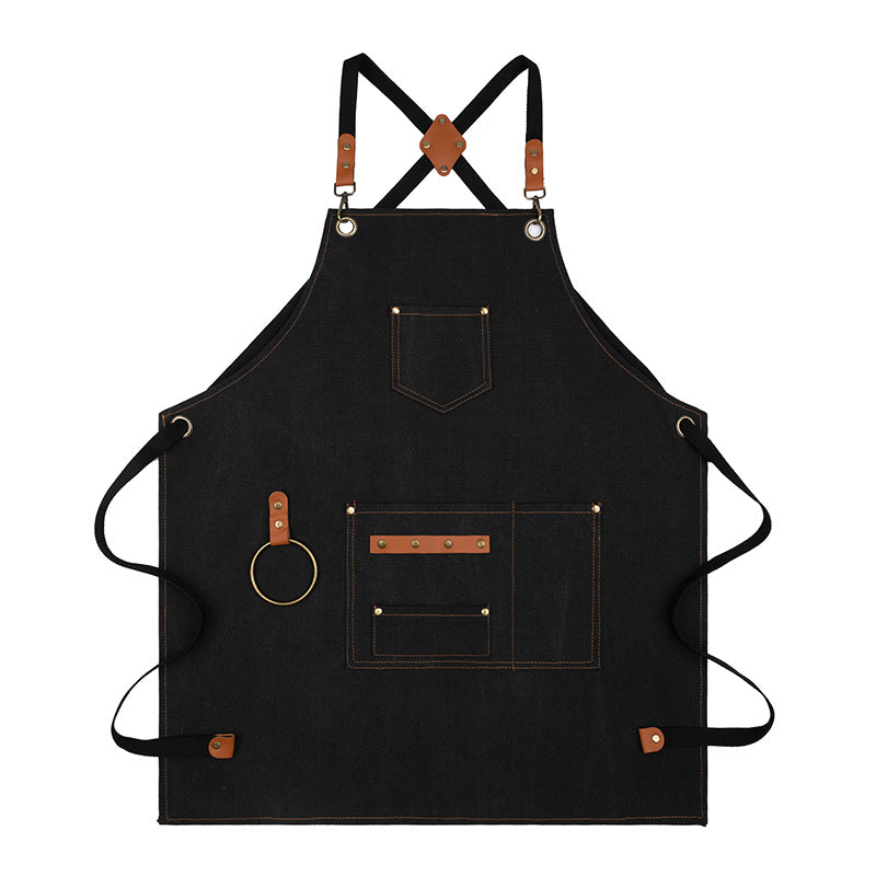 Canvas Sleeveless Apron, Waterproof and Oil-Proof Cotton Canvas
