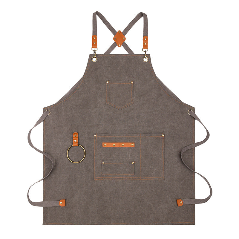 Canvas Sleeveless Apron, Waterproof and Oil-Proof Cotton Canvas