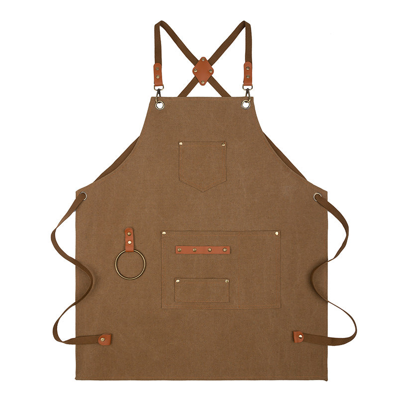 Canvas Sleeveless Apron, Waterproof and Oil-Proof Cotton Canvas