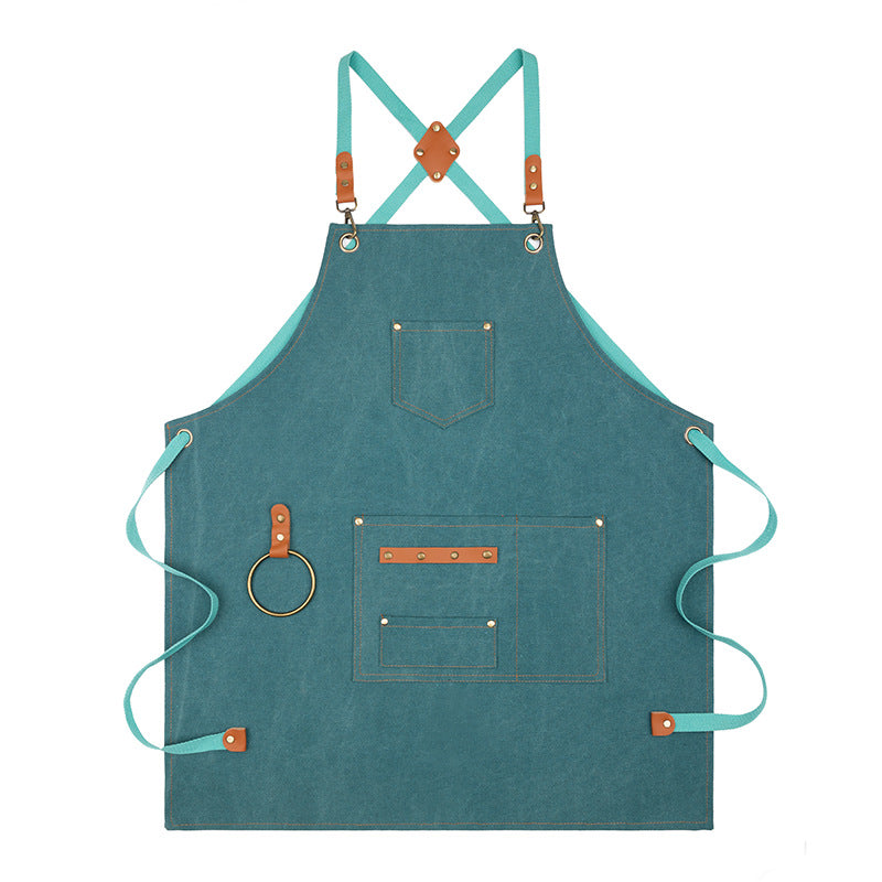 Canvas Sleeveless Apron, Waterproof and Oil-Proof Cotton Canvas