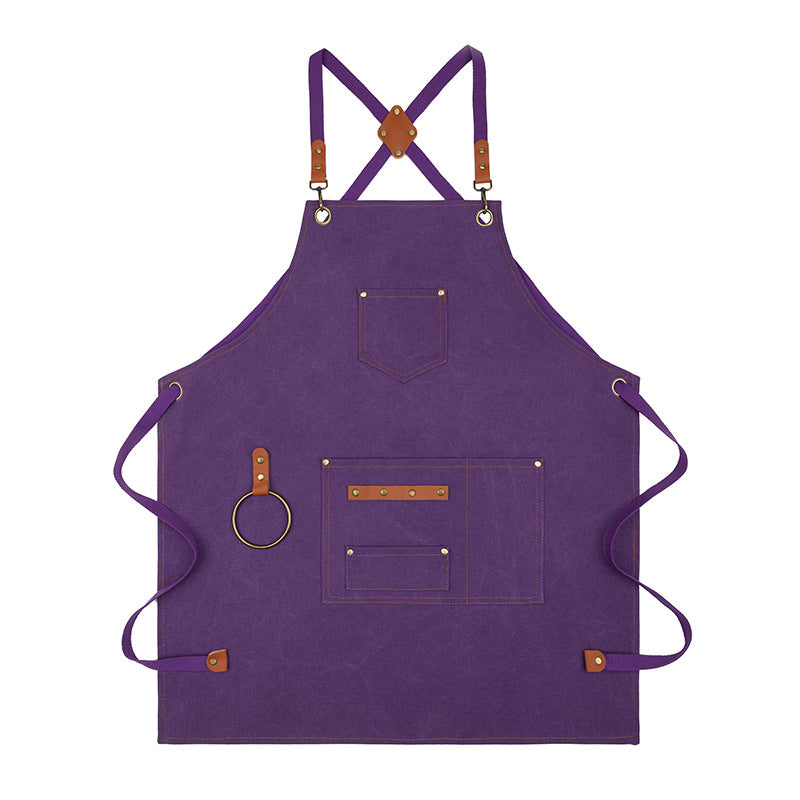 Canvas Sleeveless Apron, Waterproof and Oil-Proof Cotton Canvas