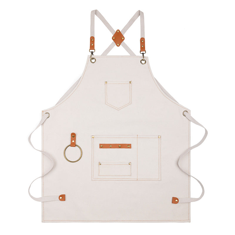 Canvas Sleeveless Apron, Waterproof and Oil-Proof Cotton Canvas