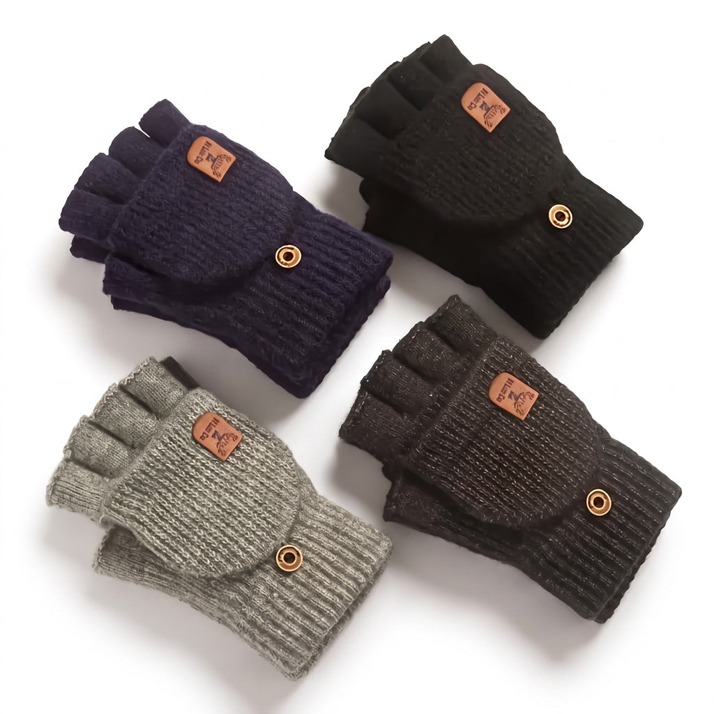 Cashmere Convertible Mittens Fingerless Knit Touchscreen Hand Warmers