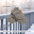 Cashmere Convertible Mittens Fingerless Knit Touchscreen Hand Warmers