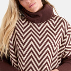 Chilli Charm Women's Zig-Zag High Neck Jumper with Relaxed Longline Fit