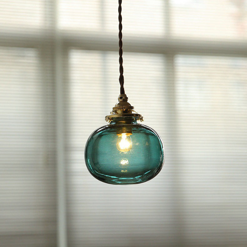 Classic Gold Pendant Light with Glass Shade E26 Copper Fixture for Living Room and Dining