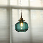 Classic Gold Pendant Light with Glass Shade E26 Copper Fixture for Living Room and Dining