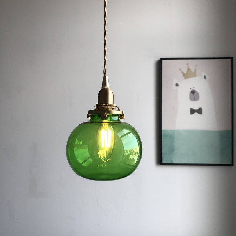 Classic Gold Pendant Light with Glass Shade E26 Copper Fixture for Living Room and Dining