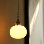 Classic Gold Pendant Light with Glass Shade E26 Copper Fixture for Living Room and Dining
