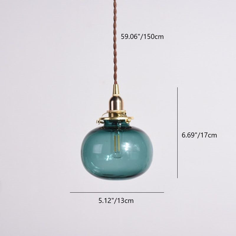 Classic Gold Pendant Light with Glass Shade E26 Copper Fixture for Living Room and Dining