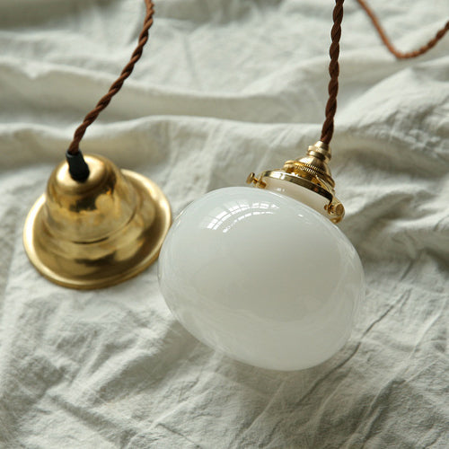 Classic Gold Pendant Light with Glass Shade E26 Copper Fixture for Living Room and Dining