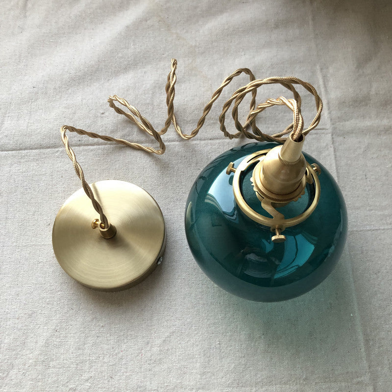 Classic Gold Pendant Light with Glass Shade E26 Copper Fixture for Living Room and Dining