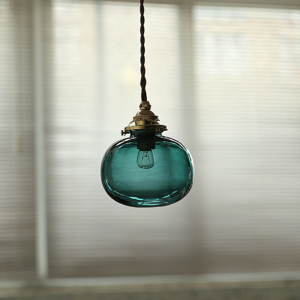 Classic Gold Pendant Light with Glass Shade E26 Copper Fixture for Living Room and Dining