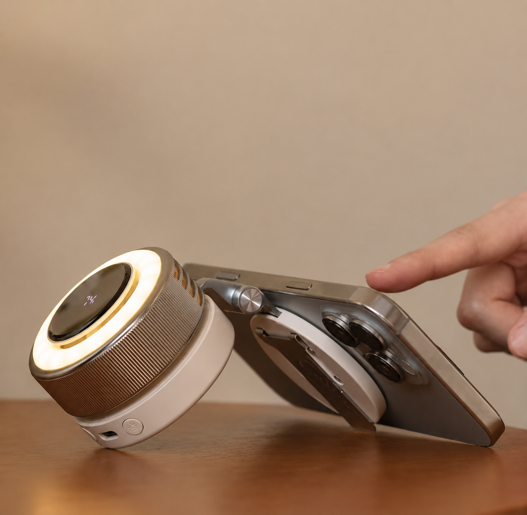 Compact Magnetic Fan with 360 Degree Cooling and Portable LED Light