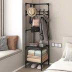 Corner Hall Tree Coat Rack Stand | Entryway Organiser & Clothes Storage