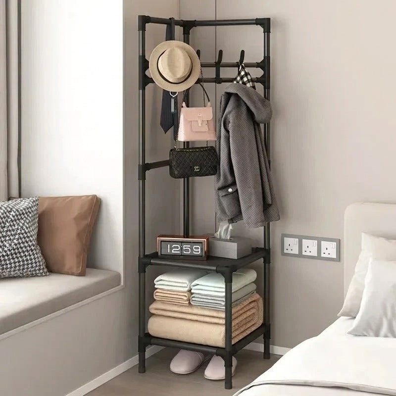 Corner Hall Tree Coat Rack Stand | Entryway Organiser & Clothes Storage