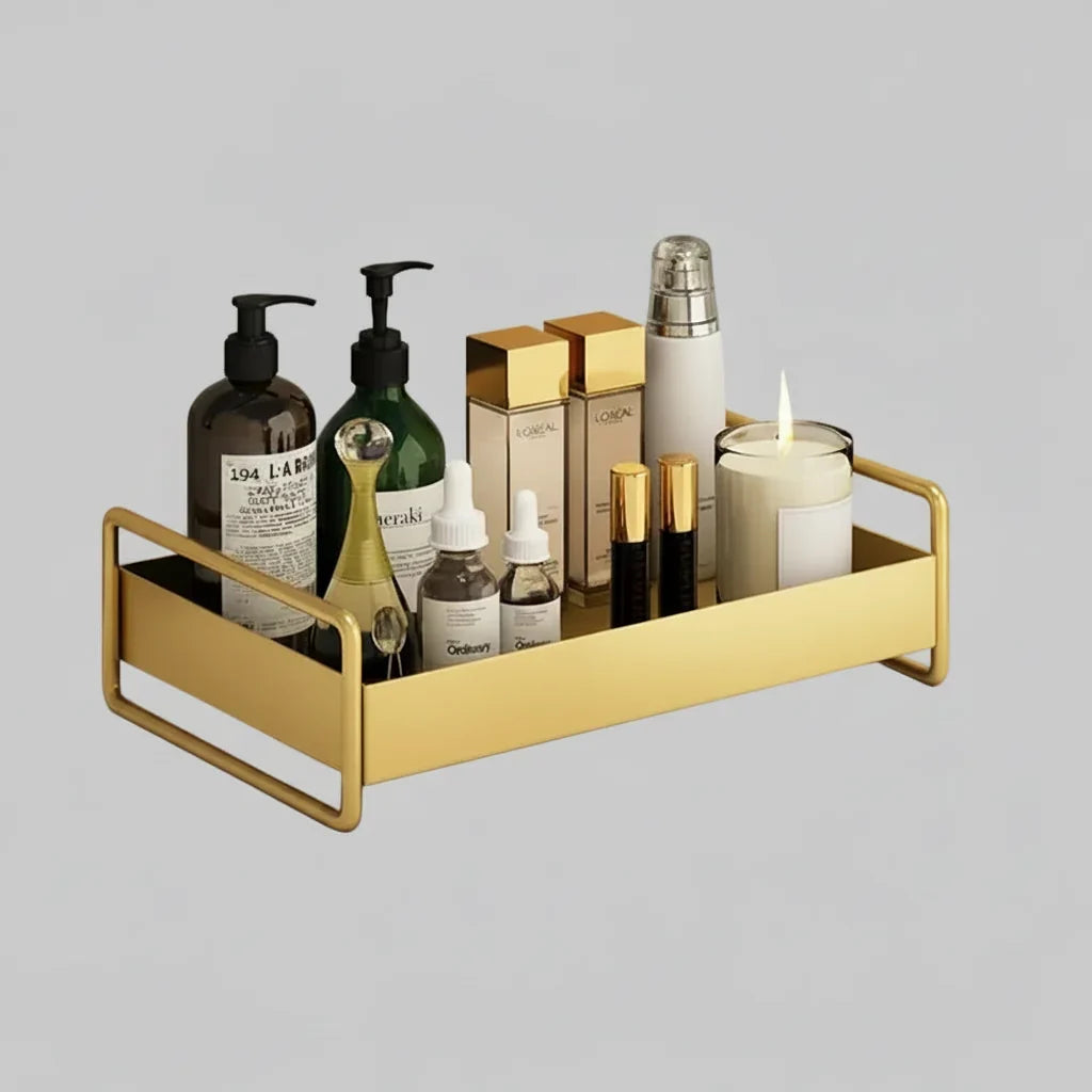 Cosmetic Organiser | Double-Layer Metal Trays | Gold Finish