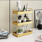 Cosmetic Organiser | Double-Layer Metal Trays | Gold Finish