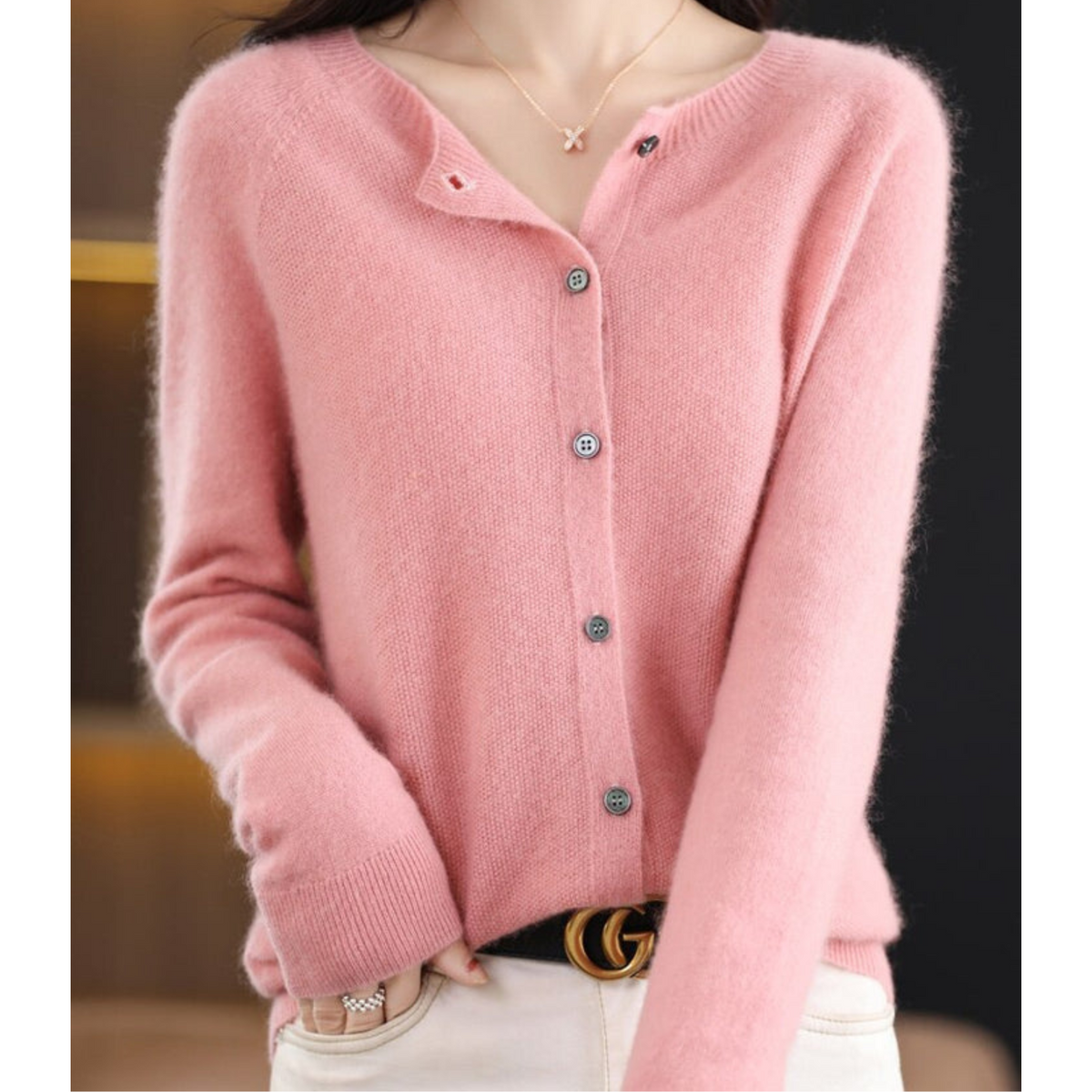 Cosy Merino Cashmere Blend Button Cardigan
