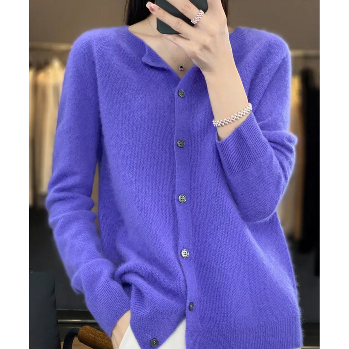 Cosy Merino Cashmere Blend Button Cardigan