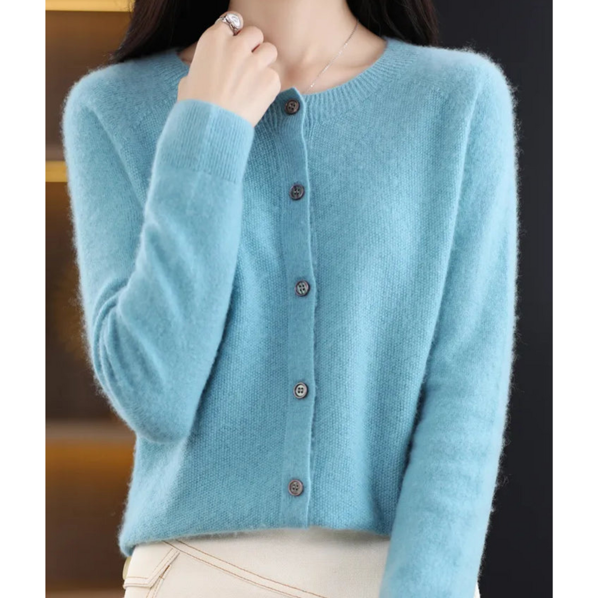 Cosy Merino Cashmere Blend Button Cardigan