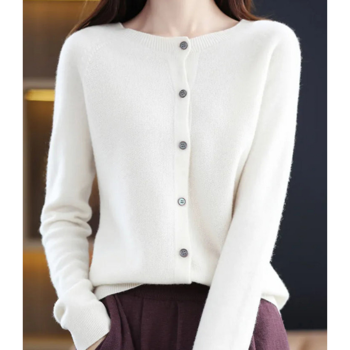 Cosy Merino Cashmere Blend Button Cardigan