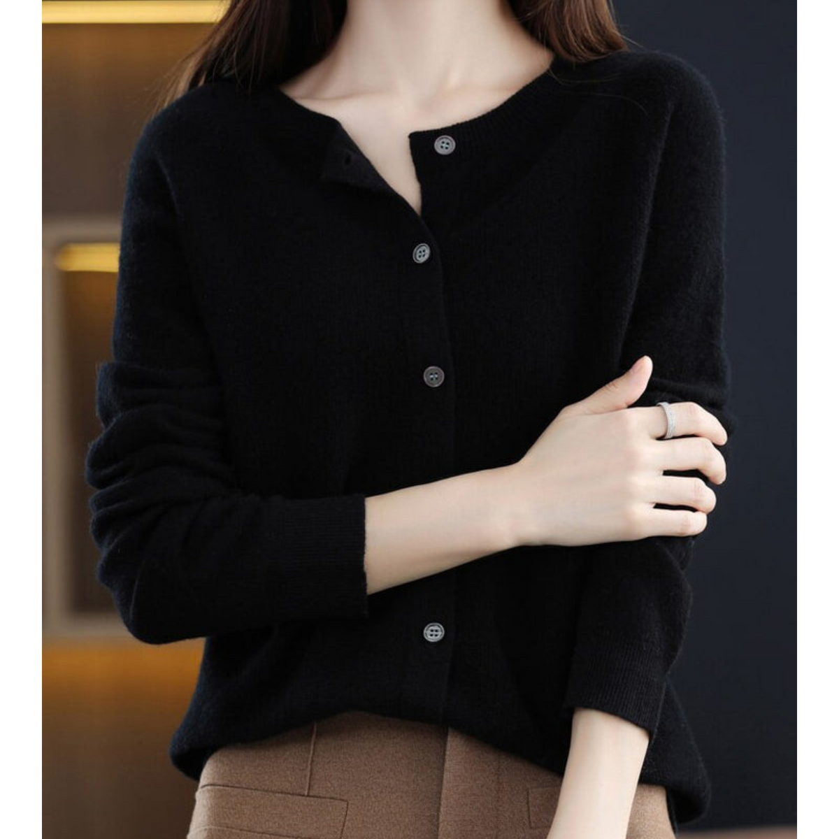 Cosy Merino Cashmere Blend Button Cardigan