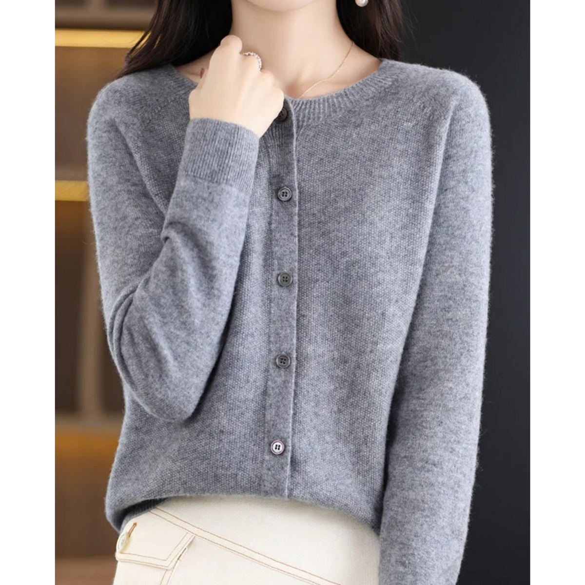 Cosy Merino Cashmere Blend Button Cardigan